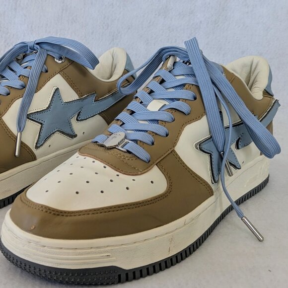 A Bathing Ape Bape Sta Low #4 Beige Sky Blue Men's Size 12 with Box - Picture 10 of 10